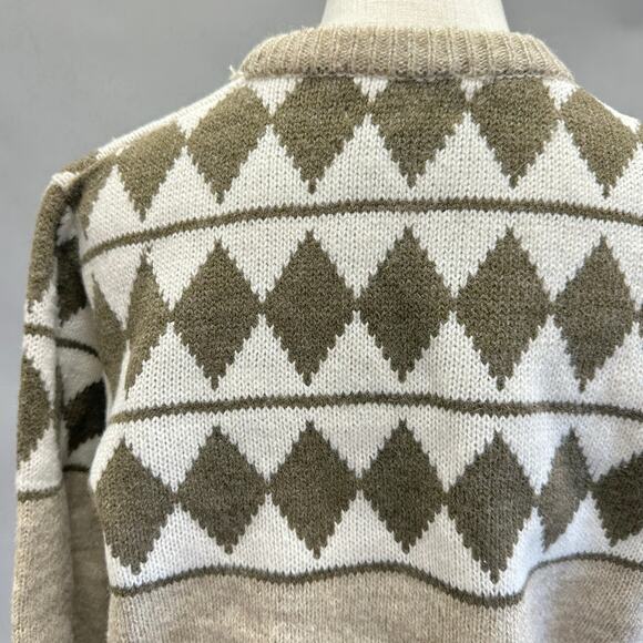 Vintage 70s Ambassador brown diamond argyle sweater size XL - Picture 10 of 13